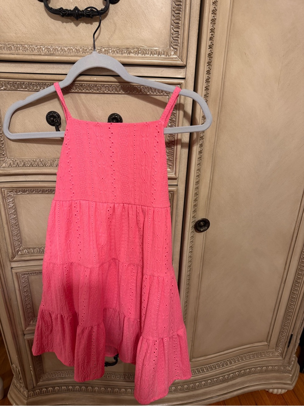 Girls' Sleeveless Eyelet Tiered Dress - Pink